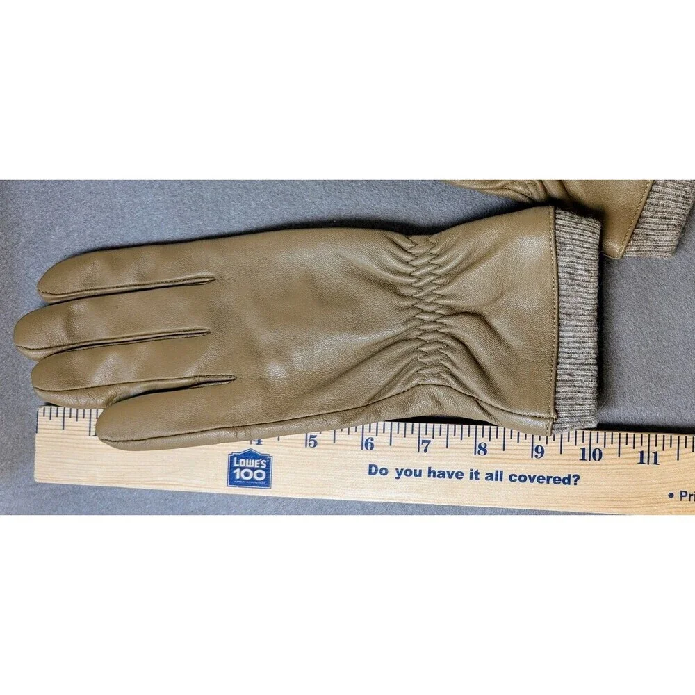 Womens Sheepskin Leather Driving Gloves Cashmere Lined Tan Size M Soft Luxury